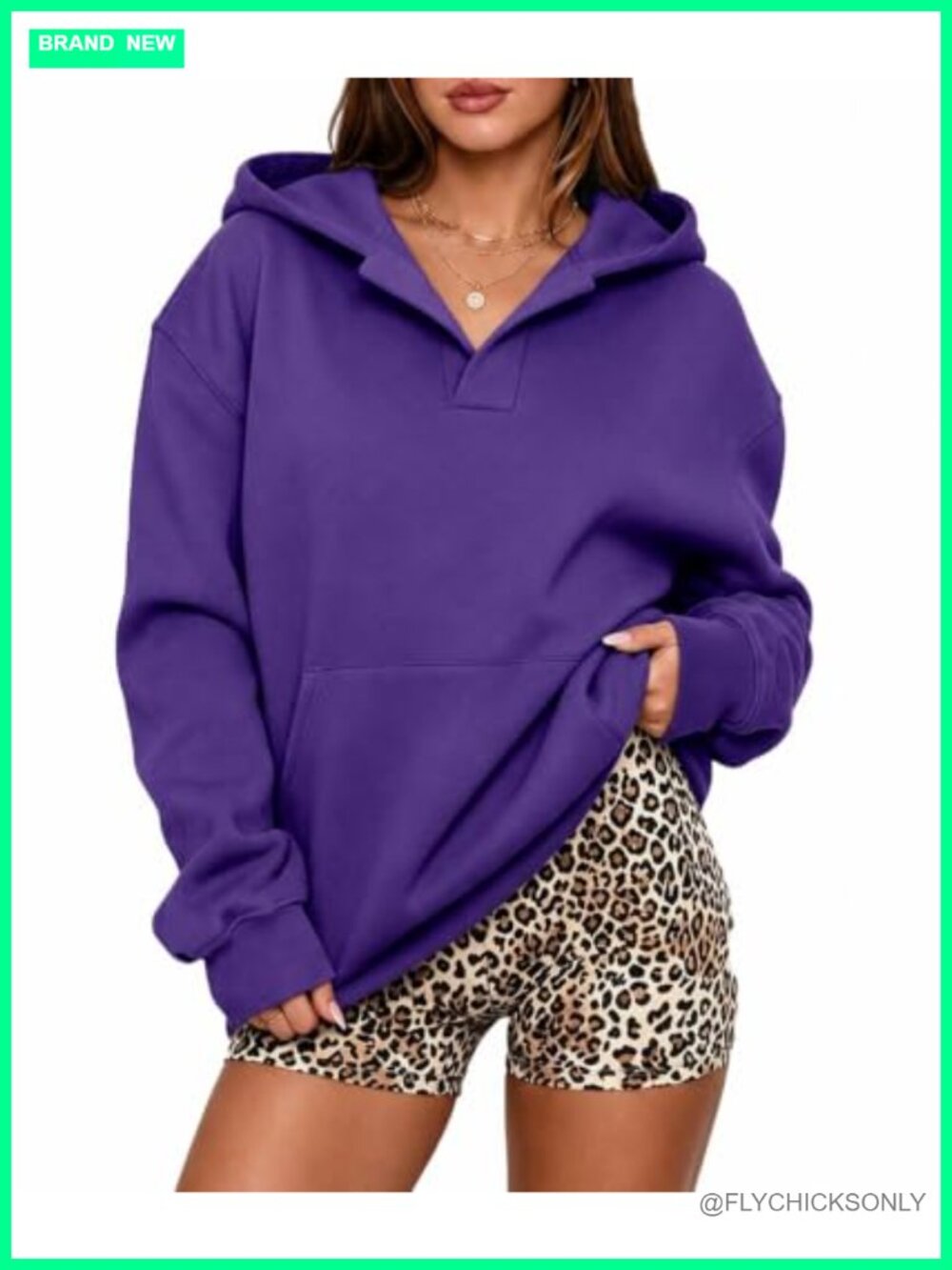 Oversized Drop Shoulder Hoodie Fleece Lined Pullover Sweatshirt